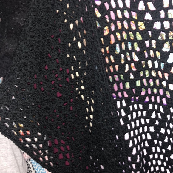 Black Fringe Short Sleeve Cardigan - Picture 2 of 7